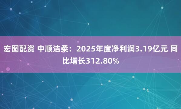宏图配资 中顺洁柔：2025年度净利润3.19亿元 同比增长312.80%